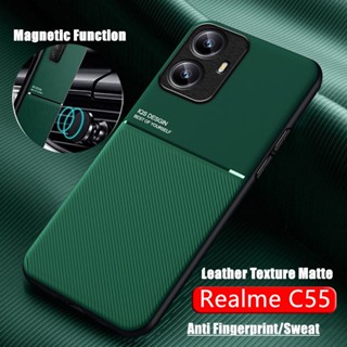 เคสโทรศัพท์มือถือหนัง ซิลิโคน กันกระแทก พร้อมขาตั้งแม่เหล็ก สําหรับ Realme C55 C55