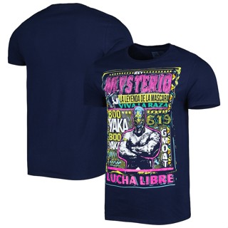 ใหม่ WWE เสื้อยืดลําลอง สําหรับผู้ชาย แขนสั้น พิมพ์ลายกองทัพเรือ Rey Mysterio Lucha Libre 2023