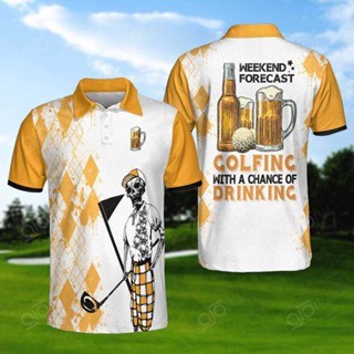 เสื้อโปโล แขนสั้น ลาย Weekend Forecast Beer And Golf ไซซ์