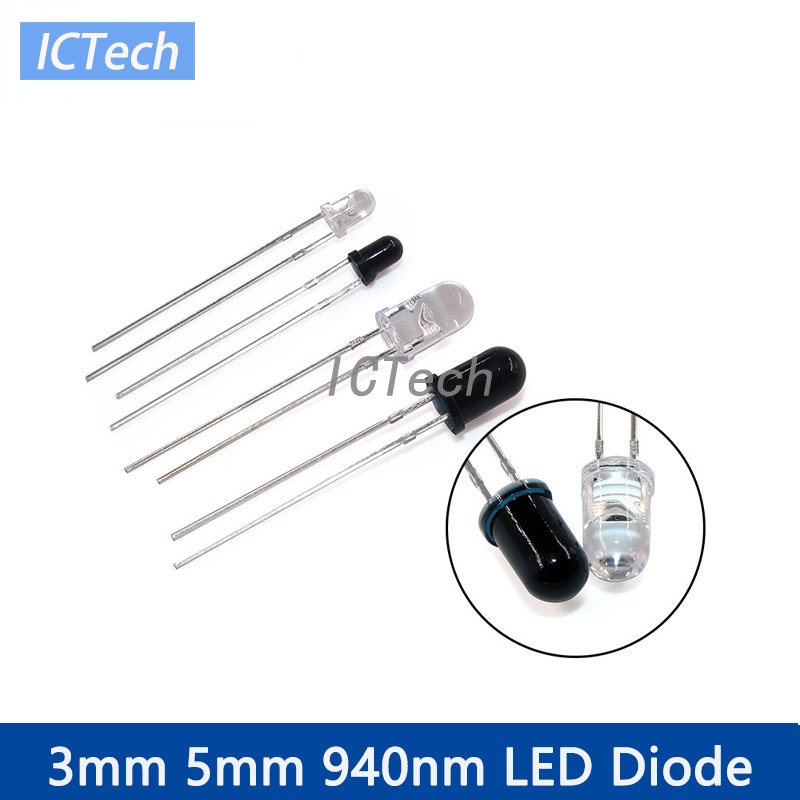 เครื่องส่งสัญญาณอินฟราเรด 3 มม. 5 มม. 10-50 ชิ้น และไดโอดรับสัญญาณ IR 940nm LED