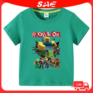 Roblox เสื้อยืด เสื้อผ้าเด็ก เวอร์ชั่นเกาหลี ฤดูร้อน แขนสั้น เด็กชาย และเด็กหญิง ฤดูกาลโรงเรียน