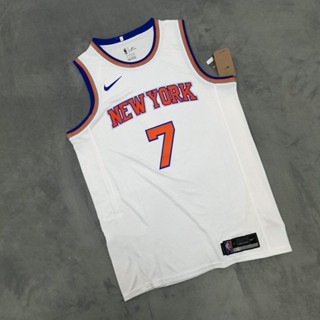 เสื้อกีฬาบาสเก็ตบอล ลายทีม NBA York Knicks สไตล์คลาสสิก สําหรับผู้ชาย #เสื้อกีฬาแขนสั้น ลายทีม Carmelo Anthony Heat Pressed Retro City Edition 7 สีขาว 702533