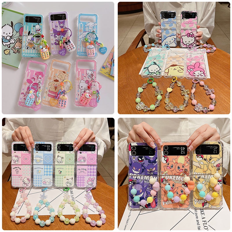 เคสโทรศัพท์มือถือ TPU นิ่ม แบบใส ปิดด้านหลัง ลายการ์ตูนน่ารัก หลากสี สร้างสรรค์ สําหรับ Samsung Galaxy Z Flip 3 Z Flip 4 5G