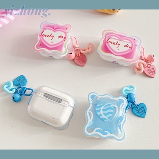 เคสหูฟัง TPU นิ่ม กันหาย กันฝุ่น ป้องกันขอบ ลายหัวใจ สีชมพู สีฟ้า สําหรับ Airpods Pro 2 3 1