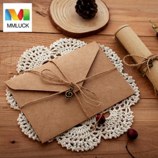 JENNIFERDZ 12pcs/set Kraft Paper Envelope Valentines Day Letter Pad Envelopes Letter Paper With Rope Accessories Mailers Set European Style Letter Supplies Office Stationery Vintage Writing Paper