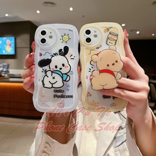 เคส Samsung A14 A54 A34 A24 A13 A12 A11 A04 A04S A03 A03S A02 A02S A71 A53 5G A52 A52S A51 A50 A50S A33 A32 4G A31 A30 A30S A23 A22 A21S A20 A10S M12 M11 M02 Wave Frame Dog Bear Pop-up Holder Soft Case