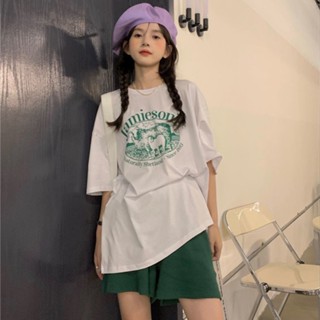 Sheep Print Short-sleeved Female Harajuku Style T-shirt Female Summer Korean Style Niche Design Loose Half-sleeved Top