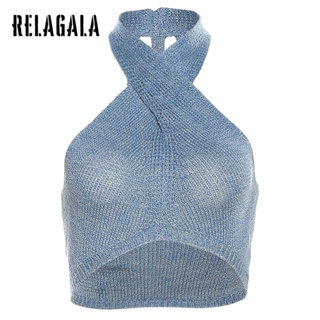 Relagala ใหม่ เสื้อกล้าม เปิดหลังเซ็กซี่ เข้ารูป สีพื้น สไตล์สตรีท แฟชั่นสําหรับผู้หญิง 2023