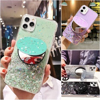 Casing Vivo Y17 Y15 Y12 Y12i Y11 2019 Y19 Y77 Y22S Y22 Y35 2022 Y02S Y02 Y75 Y55 T1 V27 V27E 4G 5G Bright Colour Star Mirror Stand Clear Glitter Soft Phone Case Cover 1QH 04