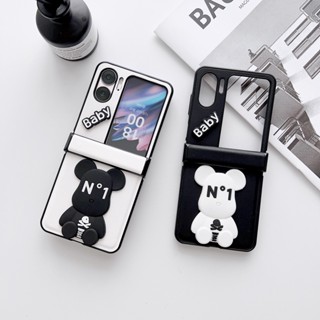 เคสโทรศัพท์มือถือหนัง PU ฝาพับ กันกระแทก ลายหมีโหดน่ารัก หรูหรา สําหรับ OPPO Find N2