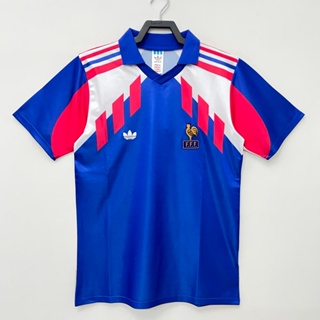 เสื้อกีฬาแขนสั้น ลายทีมชาติฟุตบอล France 1990 World Cup แนวเรโทร แห้งเร็ว สําหรับผู้ชาย ไซซ์ S - XXL