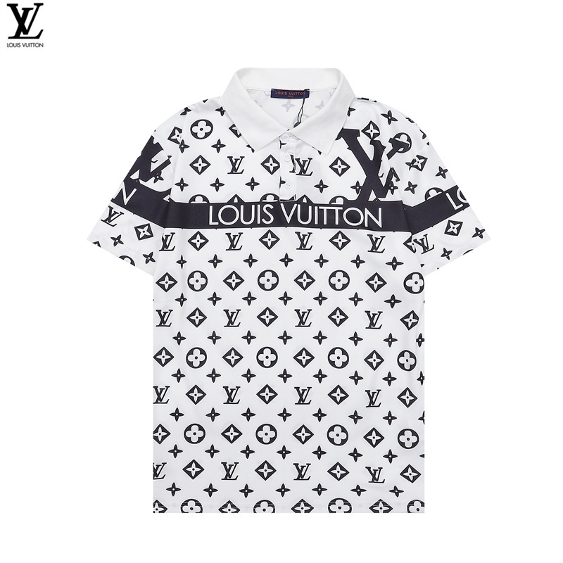 L&v เสื้อโปโลลําลอง พิมพ์ลายโลโก้ไอคอน แฟชั่นสตรีท สไตล์คลาสสิก