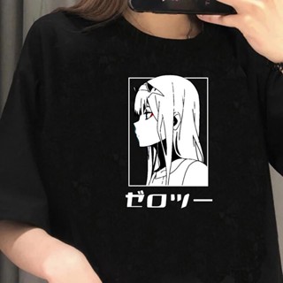 เสื้อยืด พิมพ์ลายกราฟิก Darling in the Franxx Zero Two สีขาว แฟชั่นฤดูร้อน สําหรับผู้ชาย คู่รัก