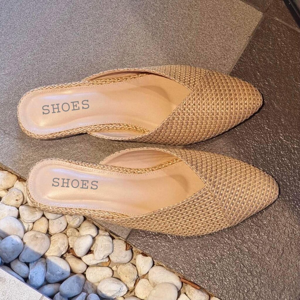 ไชร36-41พร้อมส่ง~SH-043-สลิปเปอร์สานหัวแหลม-1นิ้ว+กล่องรองเท้า