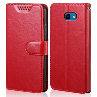 เคสโทรศัพท์หนัง PU แบบฝาพับ พร้อมช่องใส่บัตร สําหรับ Samsung Galaxy J4 Core J410 J410F 6.0 นิ้ว