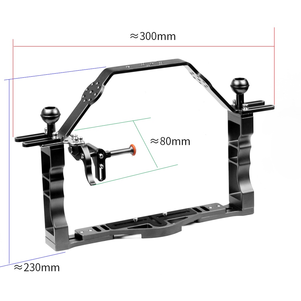 Feichao สําหรับ GoPro Hero 13 / 12 / 11 / 10 / 9 / 8 กล้อง DSLR Dual Handle ถาดวงเล็บดําน้ํา Stabilizer Rig การถ่ายภาพ