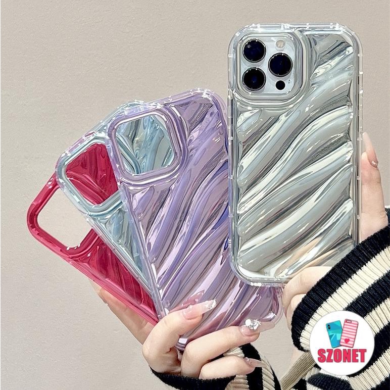เคสโทรศัพท์มือถือแบบนิ่ม ใส กันกระแทก กันรอยคลื่นน้ํา หลากสี แฟชั่น สําหรับ iPhone 15 14 Plus 13 12 11 Pro Max XS X XR