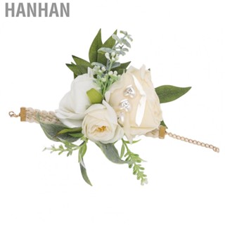 Hanhan Wrist Corsages For Wedding Bride Wrist Flower Decorative White Roses And Gr YU