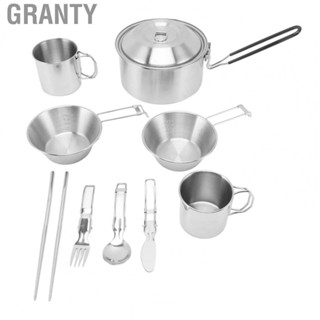 Granty Pots and Pans Kit  Scalder Proof Pan Handle 304 Stainless Steel Campfire Cooking Pots Set Good Sealing  for Hiking