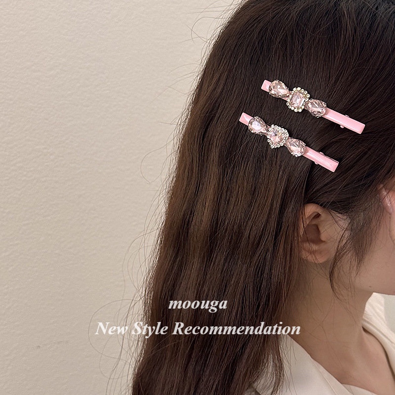 Moouga/sweetheart กิ๊บติดผม รูปหัวใจ ประดับพลอยเทียม สีชมพู เข้ากับทุกการแต่งกาย แฟชั่นฤดูร้อน สไตล์เกาหลี สําหรับผู้หญิง