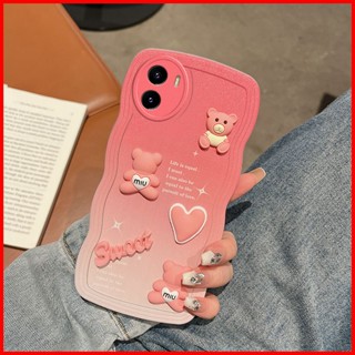 เคส Vivo Y15s เคส Vivo Y01 เคส Vivo Y01A เคส Vivo Y16 Y17 เคสโทรศัพท์มือถือแบบนิ่ม tpu ลายการ์ตูนน่ารัก 3D สีชมพู ฟ้า ไล่โทนสี สําหรับ MMX