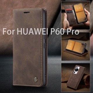 เคสโทรศัพท์หนัง แบบฝาพับ พร้อมช่องใส่บัตร และขาตั้ง สําหรับ HUAWEI P60Pro P60 60Pro P60 60Pro