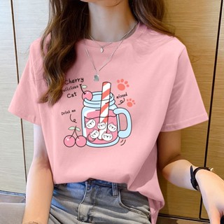 พร้อมส่ง! ! 👕เสื้อยืดแขนสั้นฤดูร้อนปี ใหม่ เสื้อยืดแขนสั้นพิมพ์ลายลำลอง เสื้อยืดสีขาวคอกลม เสื้อผ้าผู้หญิง #W29