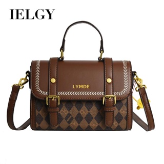 IELGY messenger bag womens all-match temperament casual small square bag with color matching rhombic grid