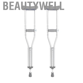 Beautywell 82cm Aluminum Alloy Push Button Adjustable Crutches with Pads Adult Walking Crutch