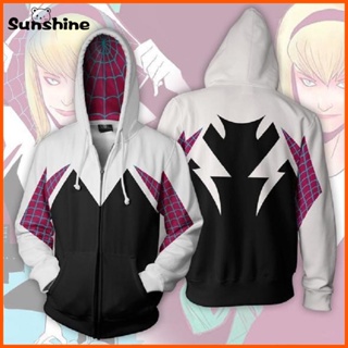 Gwen Stacy เสื้อแจ็กเก็ต เสื้อฮู้ดดี้ พิมพ์ลาย The Amazing Spiderman 3D สําหรับผู้หญิง ผู้ใหญ่