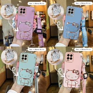 เคส Realme 8 Pro เคส Realme 10 Pro เคส Realme C21Y C25Y Casing Realme C30S C30 Case Realme Narzo 50i Prime Case Realme Narzo 50A Case Vanity Mirror Cute Hello Kitty Anime Stand Wrist Band With Metal Sheet Phone Cover Cassing Cases Case SK โทรศัพท์มือถือ