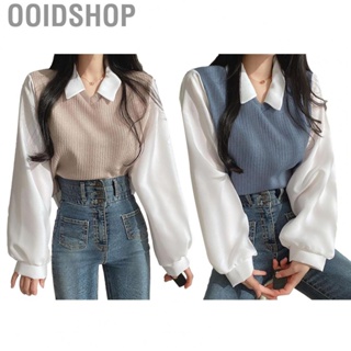 Ooidshop Women Fake Two Piece Shirt  Long Sleeve Soft Breathable Exquisite Shirt Top  for Date for Autumn for Party