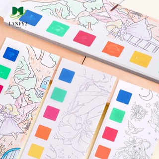 Alanfy สมุดระบายสี พร้อมสี และแปรง แบบพกพา สําหรับผู้ใหญ่ DIY
