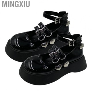 Mingxiu Shoes  Free Match Perfect Fit Comfortable Black Rubber Artificial PU Round Toe Vintage Shoes  for Women