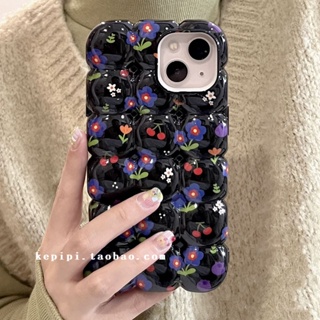 เคสโทรศัพท์มือถือ กันกระแทก ลายดอกไม้ สีดํา สําหรับ Apple Iphone 14promax 13 12 11 14pro 13pro 14