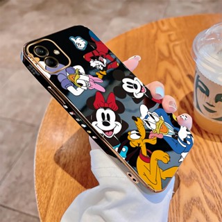 เคสโทรศัพท์มือถือแบบนิ่ม ขอบสี่เหลี่ยม ลายมิกกี้เมาส์ หรูหรา สําหรับ Samsung Galaxy A04 A04E A14 A24 A34 A54 5G