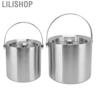 Lilishop Stainless Steel Ice Bucket Double Layer  Champagne Beer Barrel With Ha