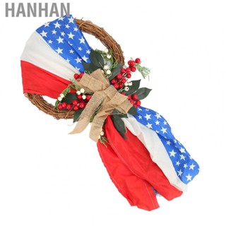 Hanhan Independence Day Hanging Sign Patriotic Wreath Decor For Home Decoration