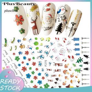 &lt;Pluscloth&gt; สติกเกอร์ติดเล็บ ลายซานต้าคลอส มีกาวในตัว ขนาดเล็ก สําหรับตกแต่งเล็บ