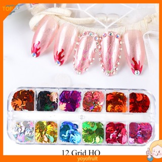 Yof เลื่อมกลิตเตอร์ สําหรับตกแต่งเล็บ 12 สี ต่อกล่อง