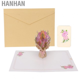 Hanhan 3D Carnation Bouquet Greeting Cards Handcrafted Engraving Popup Greeting Card