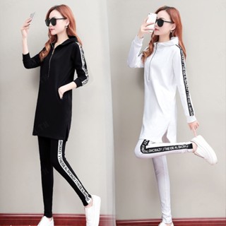 ชุดเสื้อฮู้ดททรงหลวมใส่ดูผอม ชุดชิ้น