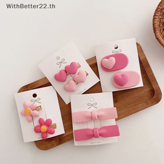 Withbetter กิ๊บติดผม รูปดอกไม้ พีช หัวใจ สีชมพู แฟชั่นฤดูร้อน