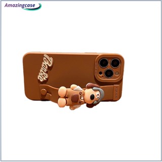 Amaz เคสโทรศัพท์มือถือ ซิลิโคน ลายการ์ตูนสุนัข 3D พร้อมสายรัดข้อมือ สําหรับ Iphone 14 13 12 11 Series
