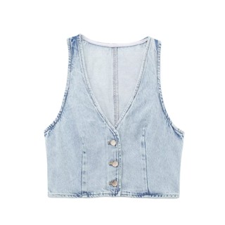 ขายส่ง เสื้อกั๊กคาวบอย ทรงหลวม สีพื้น 8681