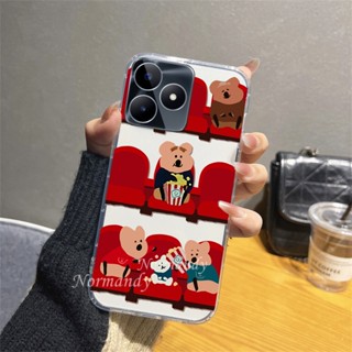 เคสโทรศัพท์มือถือซิลิโคน TPU แบบนิ่ม ลายการ์ตูนหมีน่ารัก กันกระแทก สําหรับ Realme C53 C55 NFC C35 C33 C30 C31 10 Pro 10 Pro+ Plus 5G 4G