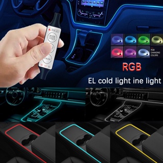 ใหม่ แถบไฟเบอร์ออปติก led RGB EL ควบคุมด้วยเสียง จังหวะ สําหรับติดตกแต่งภายในรถยนต์ รถจักรยานยนต์