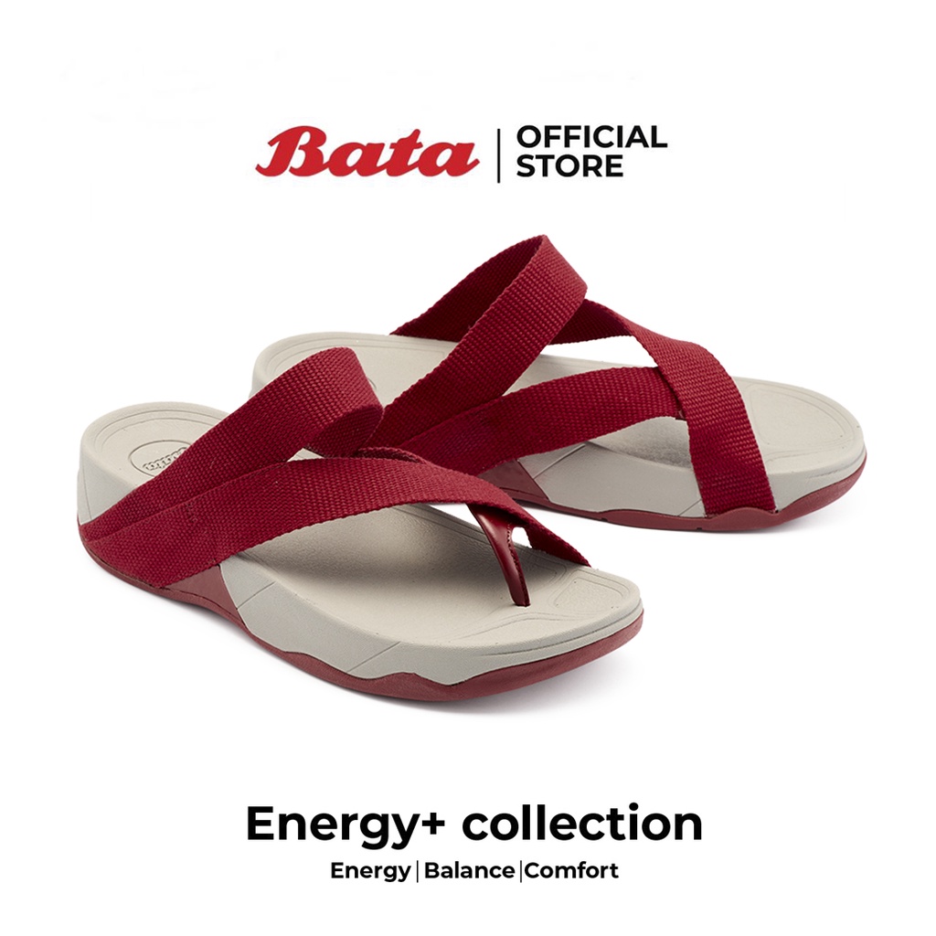 *Best Seller* Bata Energy+ รองเท้าเพื่อสุขภาพ แตะลำลอง ใส่สบายยอดฮิต สำหรับผู้หญิง สีเทาแดง รหัส 5795218