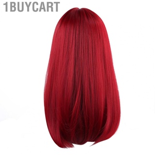 1buycart 20.5in Red Long  Wigs With Bangs Heat Resistant Fiber Women&amp;apos;s Wig