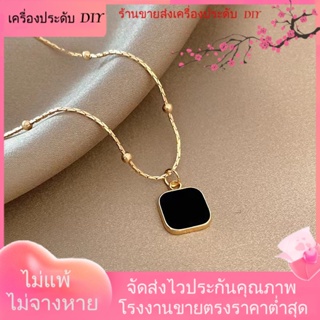 💖เครื่องประดับ DIY ขายส่ง💖สร้อยคอโซ่ ชุบทอง จี้เรขาคณิต สีดําเข้ม ไม่ซีดจาง สําหรับผู้หญิง[สร้อยคอ]